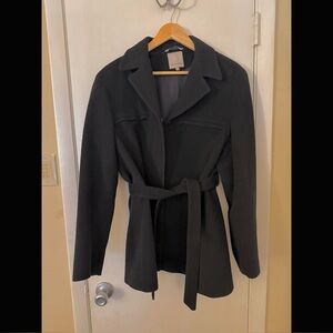 Anne Klein Black Wool Wrap Around Jacket Sz 12 EUC